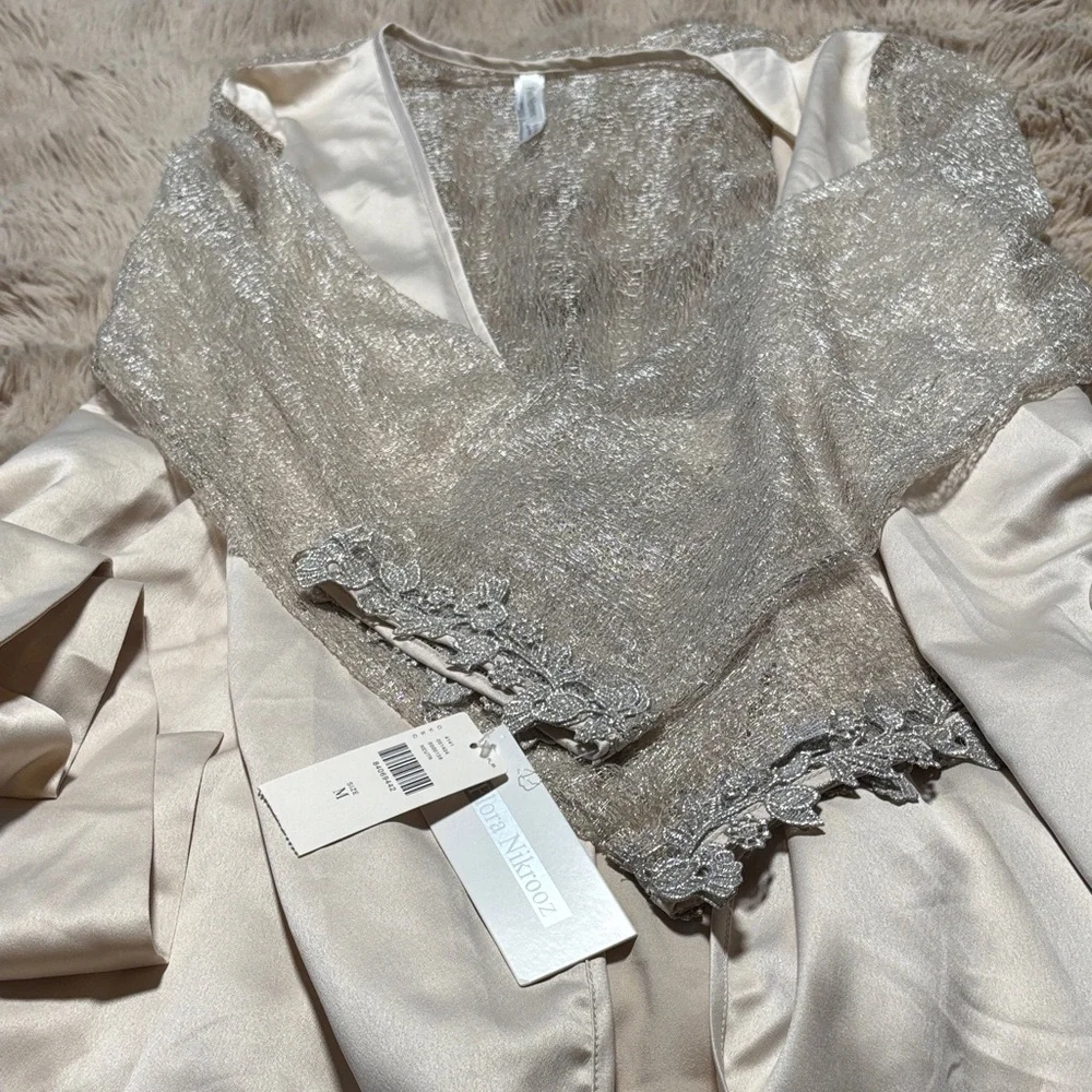 Anthropologie Shimmering Silver Robe - Picture 5 of 8